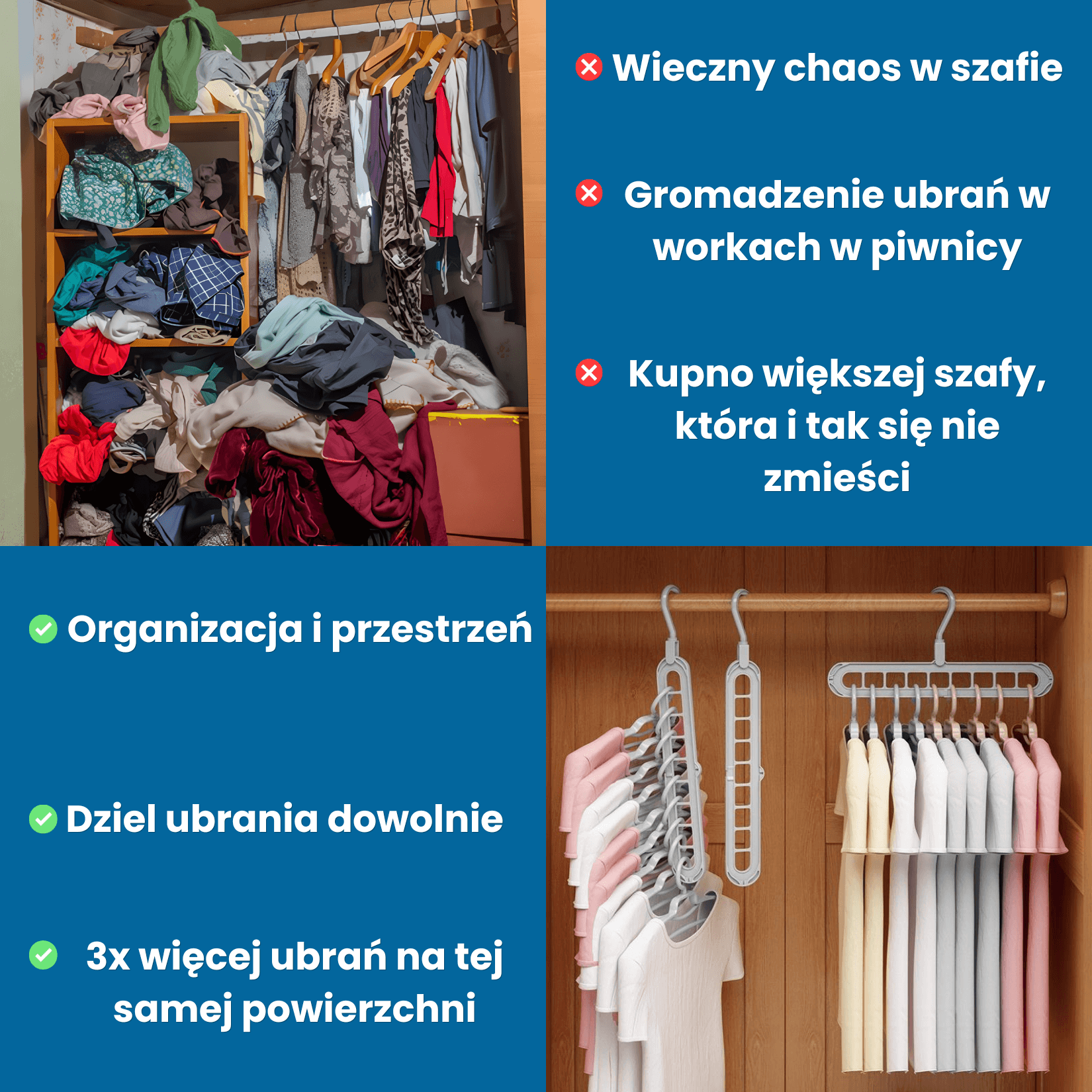 Multihold - 3x więcej miejsca w szafie - zestaw 3 sztuk